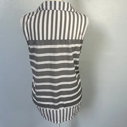 Ava James  v-neck tank top.  Size Large.  Striped.  Black and white.