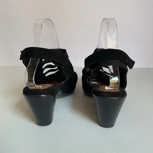 Cloudwalkers Villa Women’s Black Slingback Heeled Sandals Sz 8W Comfort Wide Fit