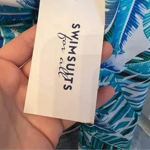 Swimsuits For All Leaf Print Long Sleeve Bikini Top Tropical Surf Swimwear M Blue Size M