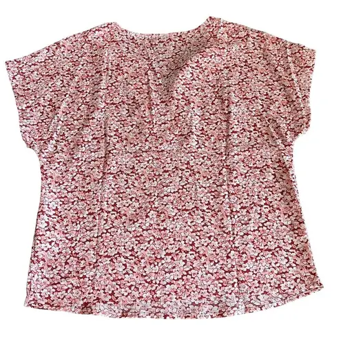 SheIn  Top Womens Small Floral Short Sleeve Red Pink