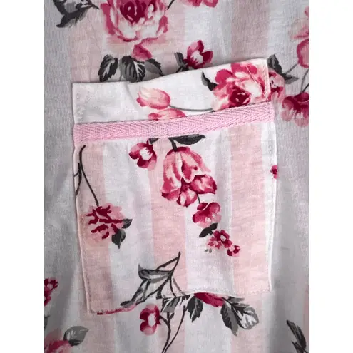 Laura Ashley Women's Pajamas XL White Pink Floral Striped Nightshirt
