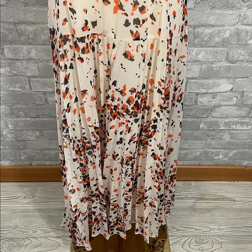 Whistles Orange Mottled Animal Pleated Dress Size 10