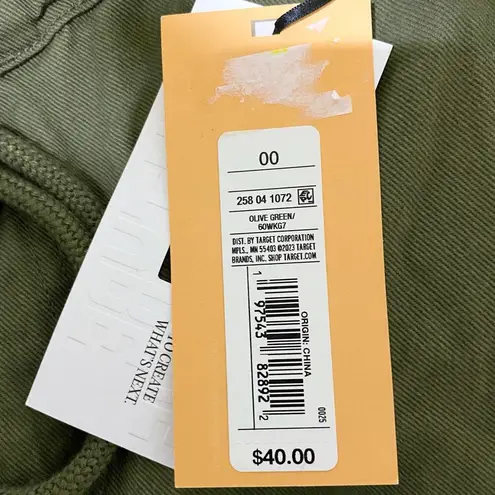 NEW FUTURE COLLECTIVE High Waisted Eyelet Pants Olive Green Size 00 Drawstring