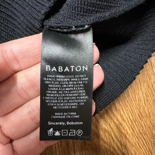 Babaton  Womens Solid Black Sculpt Knit Cropped Racerback Ribbed Tank Size XS