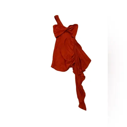 Just BEE Queen Solange Dress Chilli Red One Shoulder Overlay Size XS