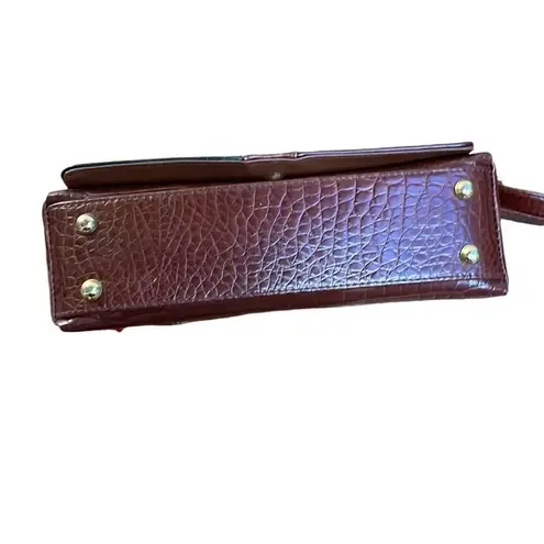 80s Vintage Color block cross body rectangle maroon, green and brown