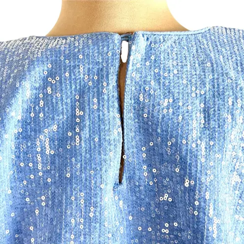 Endless Rose Blue Sequin Voluminous Crop Puff Top Sz S Taylor Swift Endless Tour