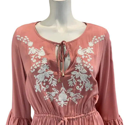 INDIKAH Embroidered Bell Sleeve Romper