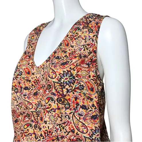Evereve Multicolor Paisley Boho Sleeveless V Neck Top. Small. Floral Hippie EUC