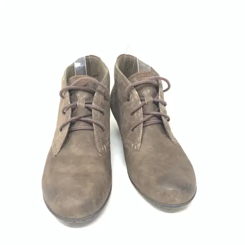 Rockport Cobb Hill Aria Bootie Taupe Brown Leather Lace Up Size 8 Cottagecore Tan
