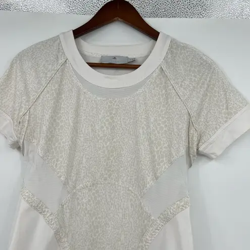 Adidas x Stella McCartney white short sleeve leopard print workout top size 14