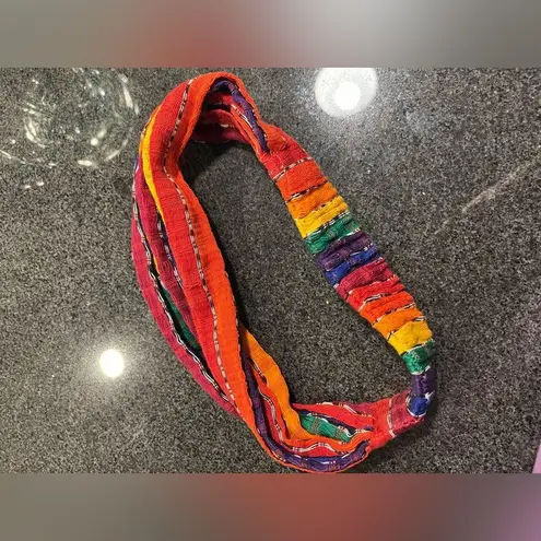 Unbranded Fair Trade Handmade Woven Threaded Fabric Rainbow Stretchy Headband