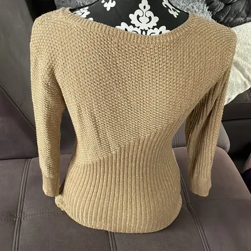 New York And Company Gold Color 3/4 Sleeve Sweater Size XS