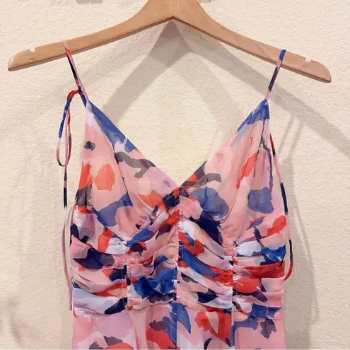 En Saison Arlie Midi Dress with Tie Straps in Blush Blue Floral Size Small NWT Pink