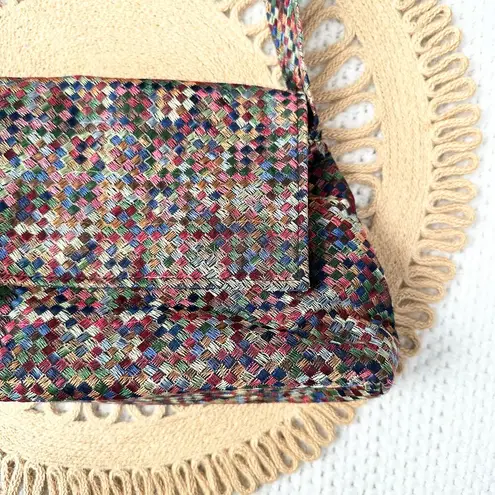 Tysabel NY Fabric Multicolored Quilted Woven Top Flap Y2K Shoulder Bag Vintage