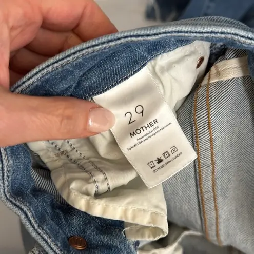 Mother Looker Ripped High Waist Fray Ankle Skinny Jeans Thrilling Shots Size 29 Blue