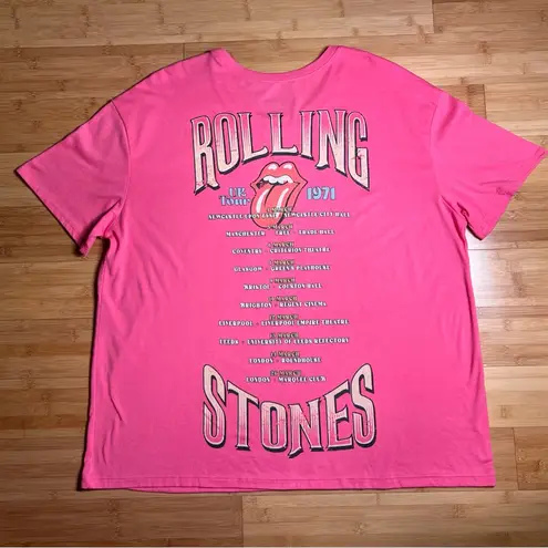 The Rolling Stones UK Tour 1971 Music Pink Casual Graphic T-Shirt,Womens|Sz:XXL