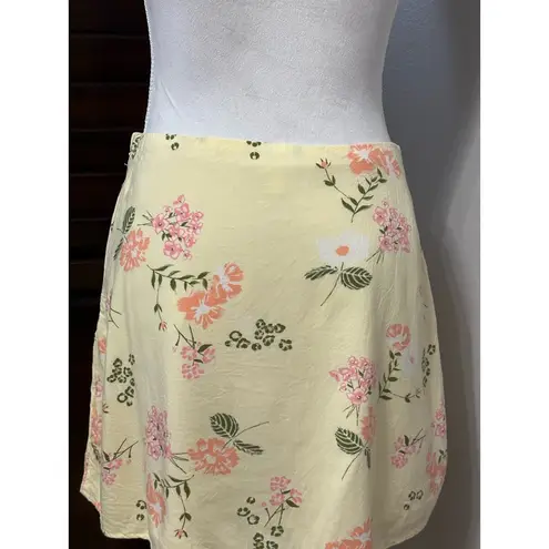 Abound  Womens Straight Skirt Multicolor Yellow Floral Mini Lined Side Zip M New