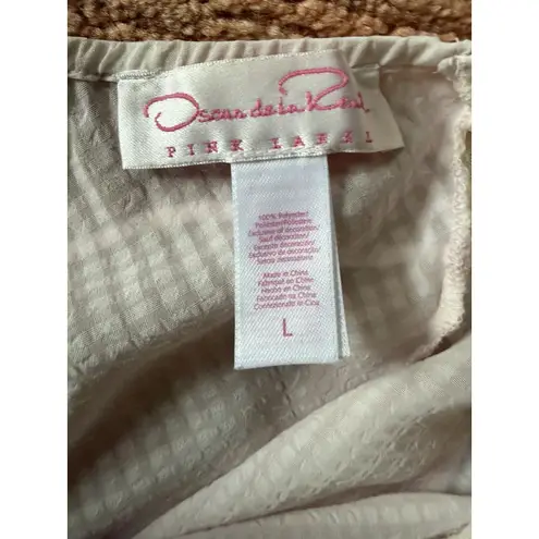 Oscar de la Renta Pink Label Chemise Lace Rosette Trim Satin Bow L