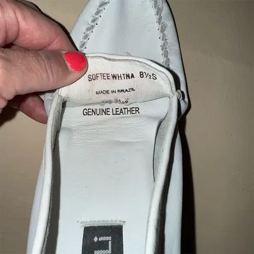 Van Eli Women's White Leather Loafers Size 8.5 Narrow S Casual Bow Detail