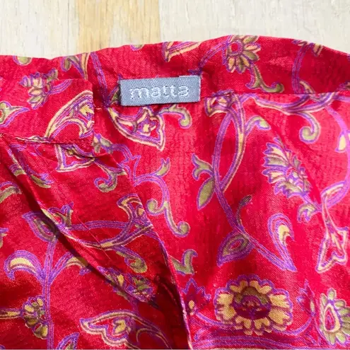 Matta 100% silk 3/4 sleeve button up blouse Red Size undefined