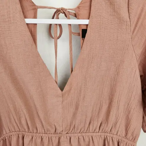 Lulus Sunshine Daydream Rusty Rose Short Sleeve Cutout Mini Dress Size L Pink Size L