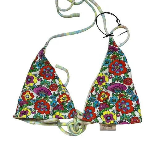VDM the Label Reversible Triangle Bikini Top Plaid to Floral XL New - Image 1