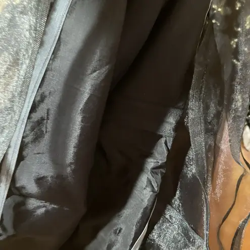 Handmade Vtg 80s Black Gold Burnout Velvet Floral Formal Dress Size S/M Gothic Glam Witch