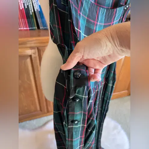 VTG Sarin New York Red/Green Tartan Plaid Jumper Overall Dress Size M Holiday Green Size M