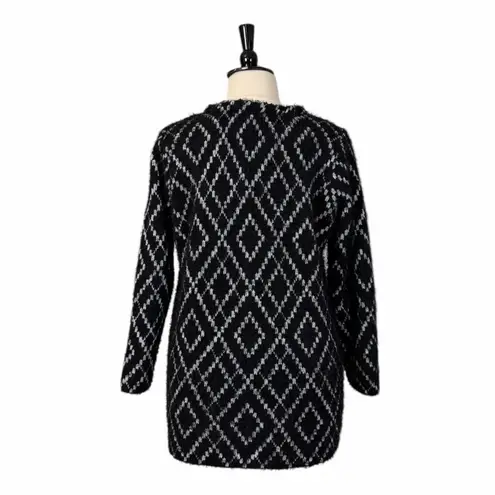 Au Lieu Black White Diamond Knit Long Sleeve Textured Sweater Women’s Size 1X