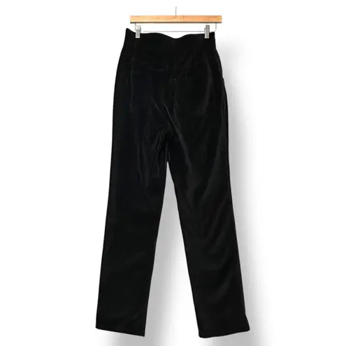 Rebecca Taylor Women Black Velvet High Rise Straight Leg Pants S Minimalist Chic