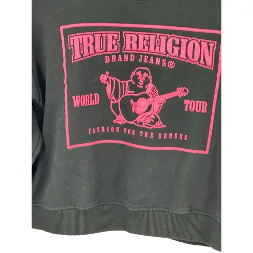 True Religion  Buddha Black Womens XLarge long Sleeve Crop Sweatshirt