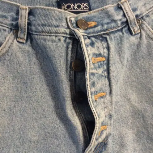 High Waist vintage Honors womens 4" inseam short button front cuffed hem size 14 Blue - Image 3