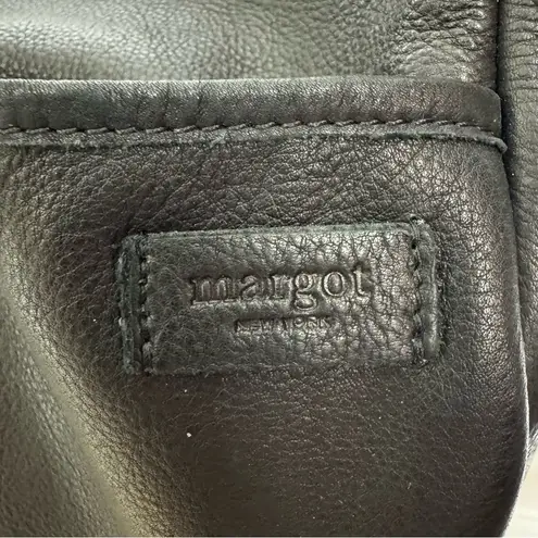 MARGOT New York Leather Handbag Gold Zip Top Women's Black Hobo Shoulder Bag