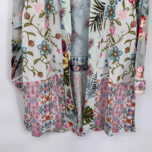 John Mark Kimono Cardigan Womens Small White Embroidered Romantic Boho Resort