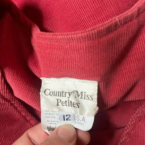 Vintage 70s 80s Corduroy Jumper Dress Coral Pink Sleeveless Midi Medium