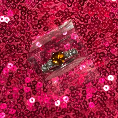 Boutique Topaz Birthstone Womens Ring Size 5 Super Sparkle Orange Bling Rhinestone gift