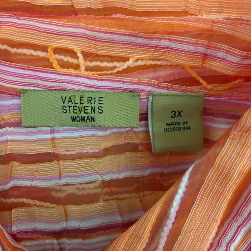 Valerie Stevens Valerie Steven’s Women Top 3X Colorful Button Up Sheer Whimsical Abstract Artsy