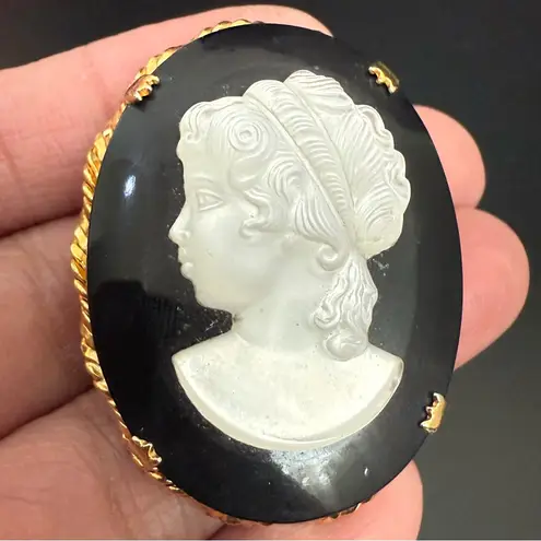 Vintage Unsigned White Lucite Black Satin Glass Gold