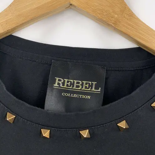 Rebel Collection Black Tee Studded Collar Size M
