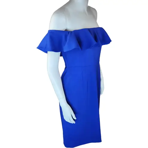 Camilyn Beth Womens Size 4 Blue Off-The-Shoulder Ruffled Sleeve Midi Dress