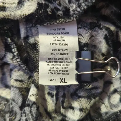 BKE Top Woman's XL Mesh Sheer Floral Long Sleeve Black White