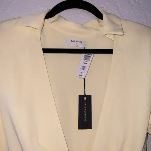 Babaton NWT Amira Chamomile Yellow Mini Wrap Dress Size Medium