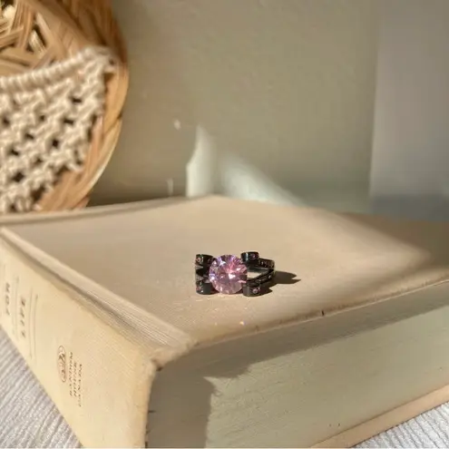 Pink & Black Glam Ring Vintage “Nevaeh” Sparkly Girly Feminine Statement Jewelry