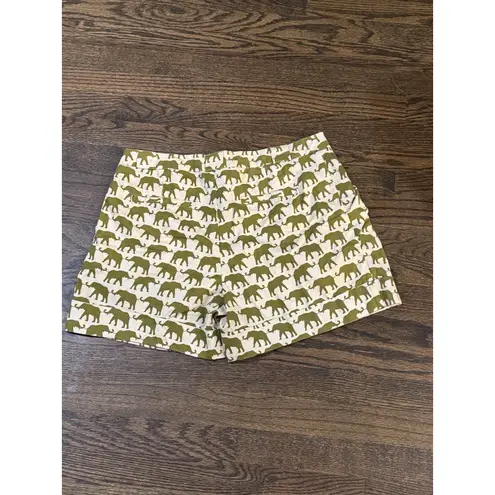 Cartonnier Womens Shorts Green Finchley Elephant Print Anthropologie Size 10