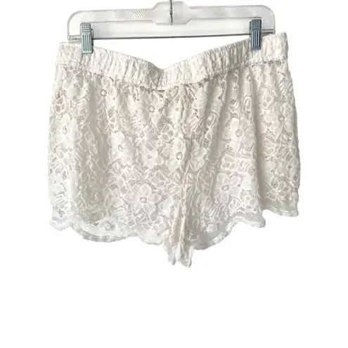 Anthropologie  Sheer White Lace Boxer Shorts Loungewear PJS Bottoms size large