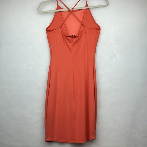 Charlotte Russe Women Halter Dress Orange Short Length Rayon Nylon Sz S