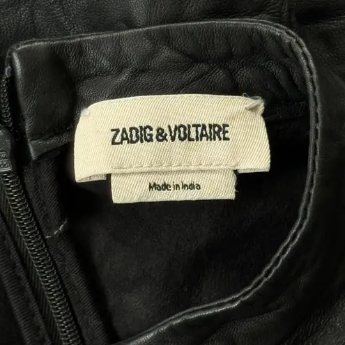 Zadig & Voltaire Rixe Cuir Froisse Crinkle Leather Mini Dress Black Size XS