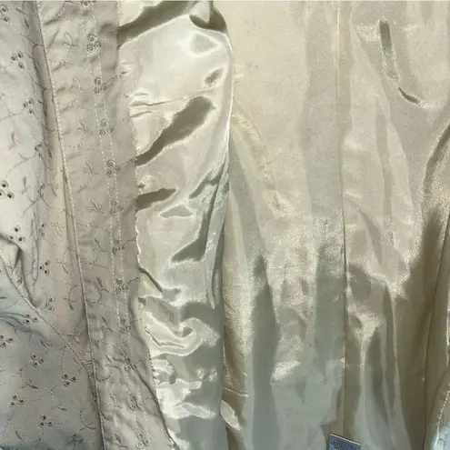 Studio Works Oatmeal Embroidered Eyelet Button Down Lined Jacket Women’s Size 1X