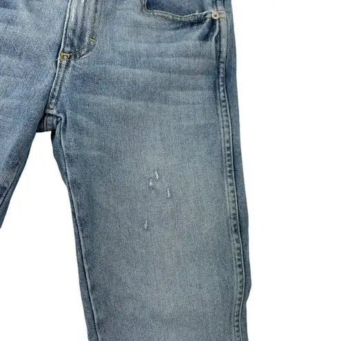 AMO Cropped Distressed Raw Hem Skinny Jeans Stretch Denim Light Wash size 25